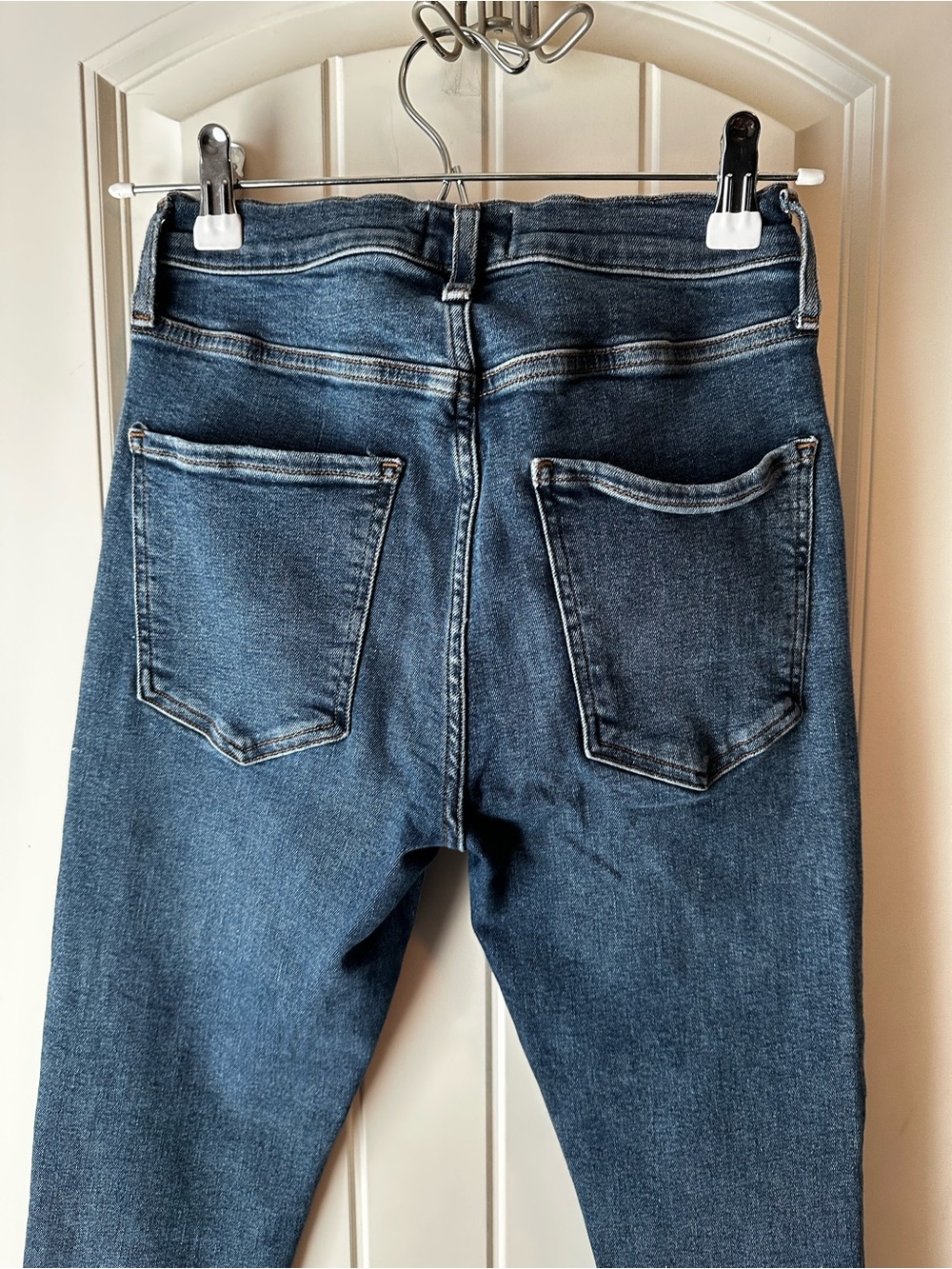 Agolde High-Rise Medium-Dark Blue Skinny Raw Hem Jeans size 27 - Picture 8 of 11